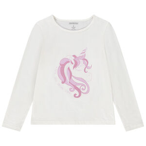 T-shirt met lange mouwen glitterprint eenhoorn voor meisjes 