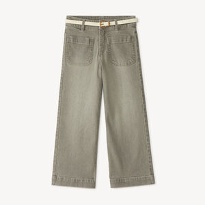 Jean droit large avec ceinture pour fille 