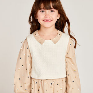 Robe manches longues à pois 2 en 1 fille 