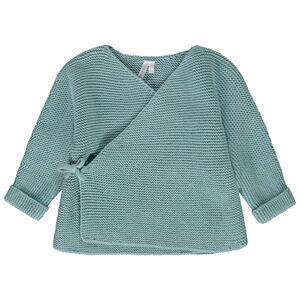 Gilet en tricot point mousse effet cache-coeur pour bébé 