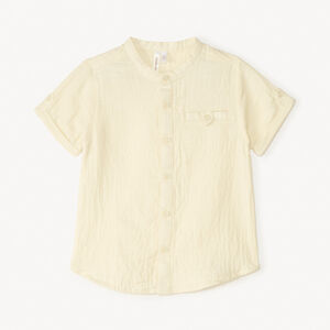 Korte mouwen Mao-kraag blouse van gaas voor babyjongen 