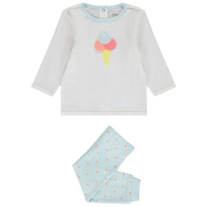 Set van 2-delige pyjama met puff print en glinsterend ijsje voor meisjes 