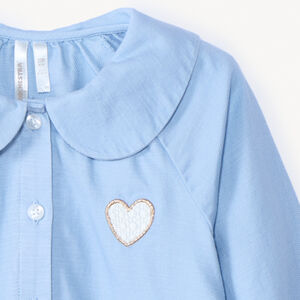 Tuniek in overhemdstijl met lange mouwen en geborduurd hart voor babymeisje 