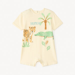 Korte jumpsuit met krokodil- en tijgerprint voor babyjongen 