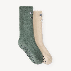 Set van 2 jongens hoge antislip sherpa sokken 