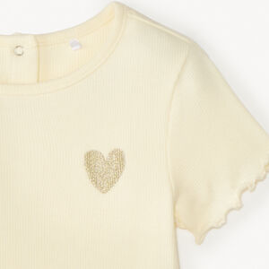 T-shirt met korte mouwen met gouden hart borduursel voor meisjes 