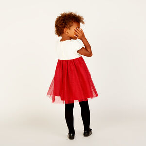 Feestjurk met korte mouwen, 2-in-1 effect voor meisjesbaby's 