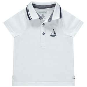 Polo manches courtes en coton piqué à motif brodé 