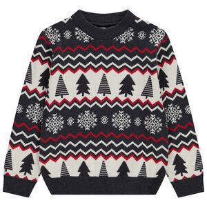 Pull fantaisie à motifs Noël en jacquard pour garçon  