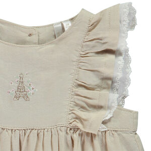 Rok body met volantmouwen en geborduurde Eiffeltoren voor baby meisje 