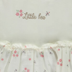 Robe bi-matière effet 2 en 1 imprimé fleuri pour bébé fille 