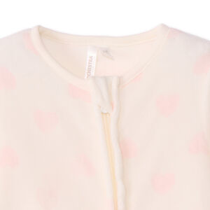 Pyjama van fluweel met lichtroze hartjesprint voor babymeisje 