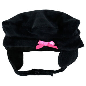 Béret en velours forme étoile avec noeud rose 