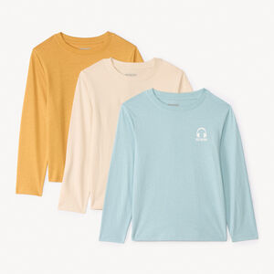 Set van 3 lange mouw T-shirts in effen kleur voor jongens 