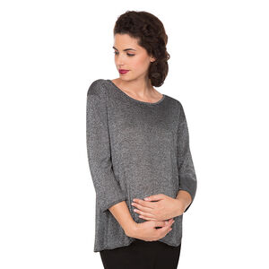 Zwangerschapstrui in lurex met gekruiste panden aan de rug 