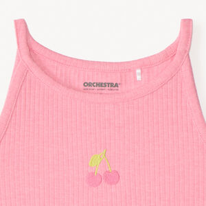 Korte gebreide tanktop met kersenborduring voor meisjes 