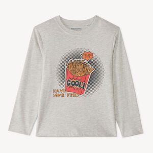 Jongensshirt met lange mouwen en frietjesprint vooraan 