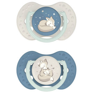 Set van 2 fopspenen silicone Dynamique 0/6M Night&Day Jongen 