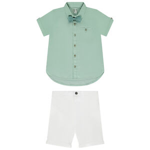 Set van 2 stuks overhemd met strik + bermuda voor baby jongen 