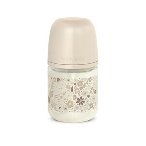Glazen fles met symmetrische speen SX Pro S 120ml Liberty beige 