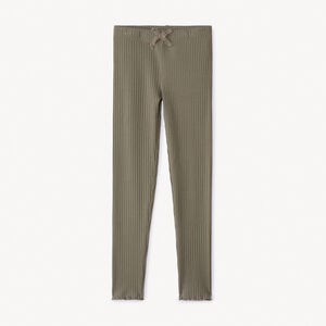 Caleçon long uni en maille côtelé avec nœud pour fille 