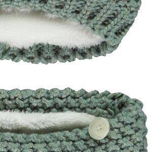 Muts en snood in gebreide tarwekorrelsteek met gouden lurex voor meisjes 