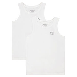 Lot de 2 débardeurs en coton (maillots de corps) print logo 