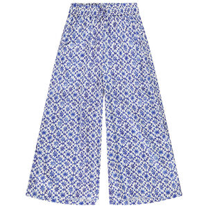 Pantalon large en voile imprimé fantaisie avec ceinture nouée pour fille  
