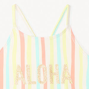 Maillot de bain 1 pièce dos nu à rayures pour fille  