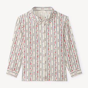 Chemise fille manches longues imprimée fleurie 