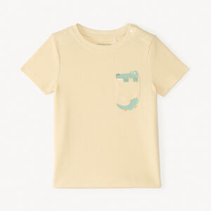 Korte mouwen T-shirt van fantasie breisel met speelse zak voor babyjongens 