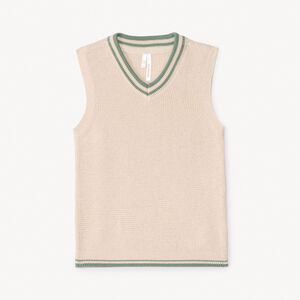 Pull sans manches en tricot uni pour bébé garçon 