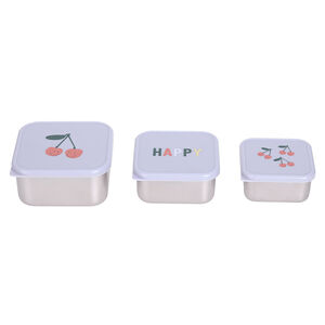Set van 3 Snackdoosjes Inox Happy Fruit Cherry 