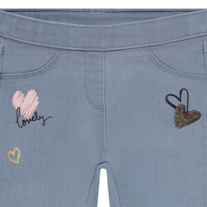 Jegging denim super strech avec print fantaisie fille 