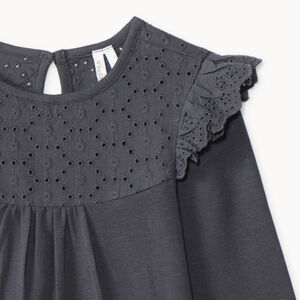 Langarmig T-shirt voor babymeisjes met Engelse borduursel 