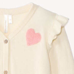 Gilet en tricot avec cœurs en bouclettes pour bébé fille 
