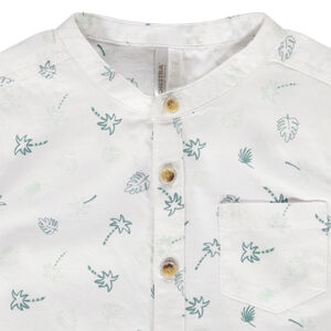Korte mouwen katoenen overhemd met bladeren/palmen voor babyjongen 