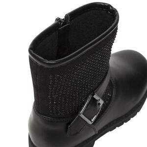 Bottines noires à strass et boucle fantaisie pour fille 