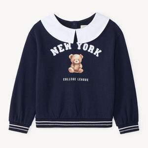 Sweat voor meisjes met kraag en teddybeerprint 
