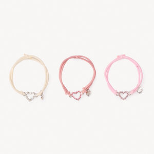 Lot de 3 bracelets ajustables avec pendentif cœur pour fille 