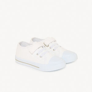 Sneakers witte stof met klittenband voor jongen 