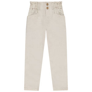 Pantalon fluide paperbag avec boutons coco pour fille 