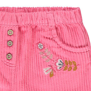 Short en velours côtelé avec broderie fleur pour bébé fille 