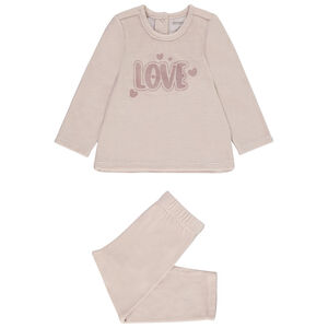 Pyjama 2 pièces t-shirt manches longues + pantalon en velours print fantaisie pour bébé fille 