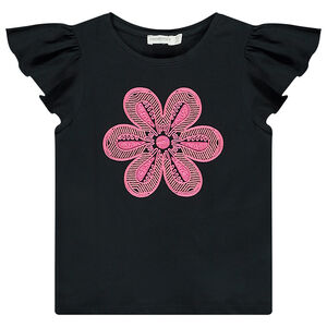 T-shirt manches courtes volantées à broderie pour fille 
