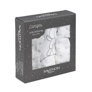 Lot de 3 langes 70 x 70 cm - Céleste 