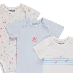 Lot de 5 bodies manches courtes fantaisie pour bébé fille avec ouvertures différentes selon l'âge 