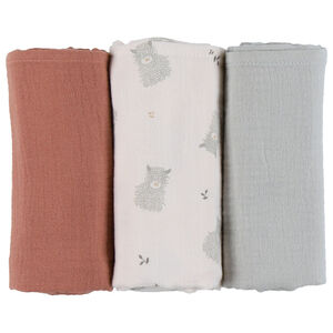 Lot de 3 langes en gaze 70 x 70 cm terracotta 