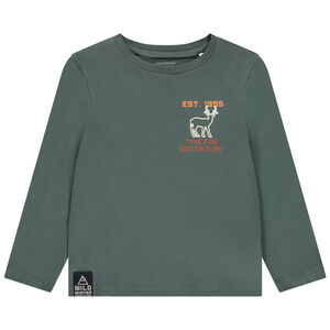 T-shirt met lange mouwen, met borduursel van een hert, voor jongens 