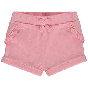 Short uni en éponge avec volants + nœud pour bébé fille  